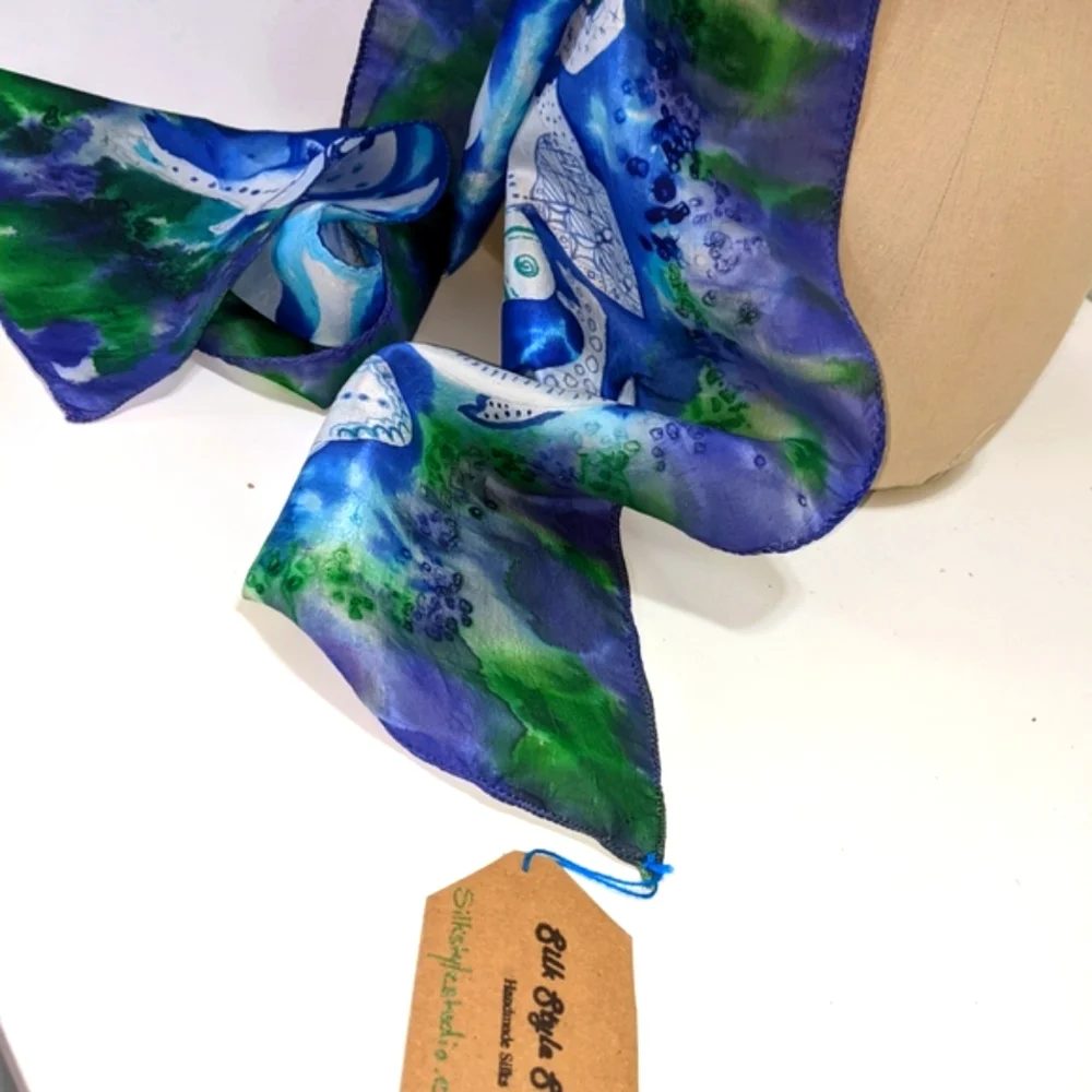 Hand Painted Silk Scarf, NWT